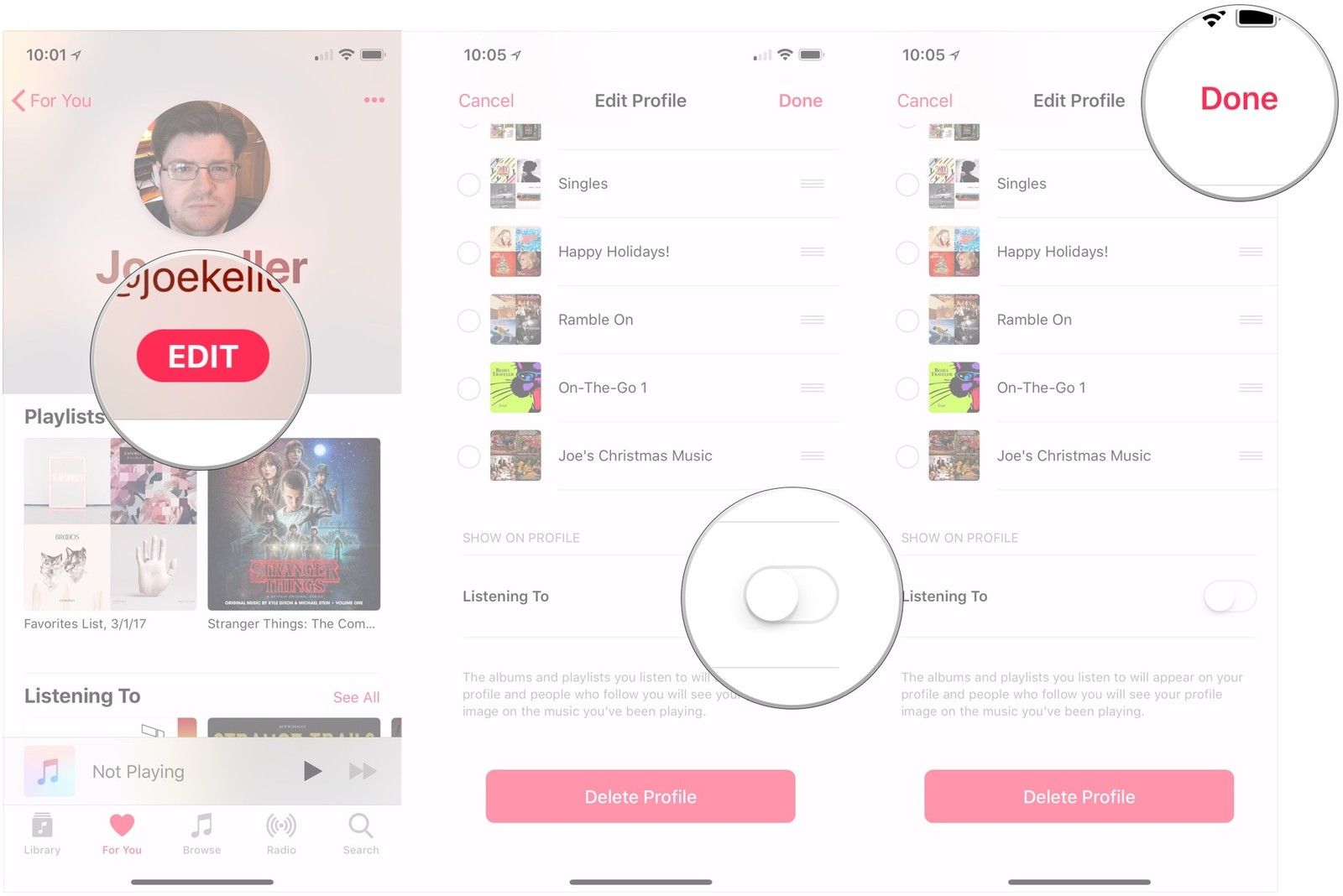Нажмите «Изменить», переверните переключатель, нажмите «Готово».