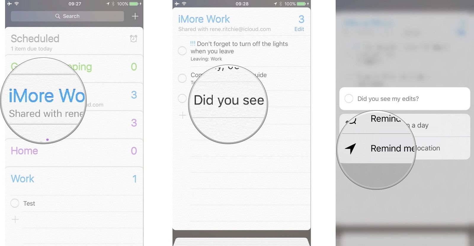 Нажмите категорию, напоминание, напомнить мне в день