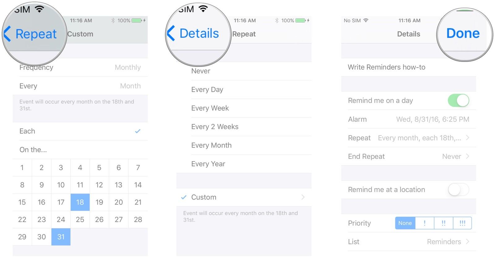 Нажмите кнопку «Назад», нажмите кнопку «Назад» еще раз, нажмите Готово