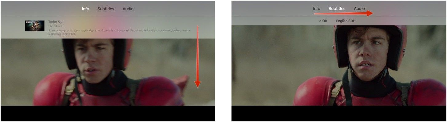 Проведите пальцем вниз по Siri Remote, чтобы получить больше вариантов видео на Apple TV