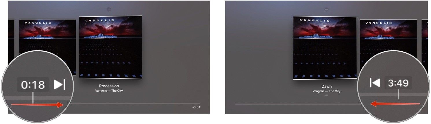 Перемотка и перемотка музыки на Apple TV