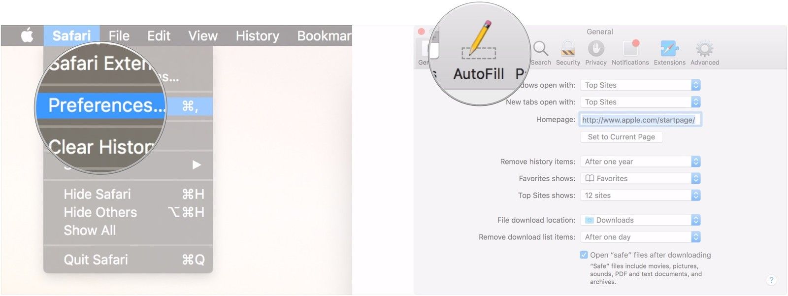 Нажмите Настройки, нажмите Автозаполнение