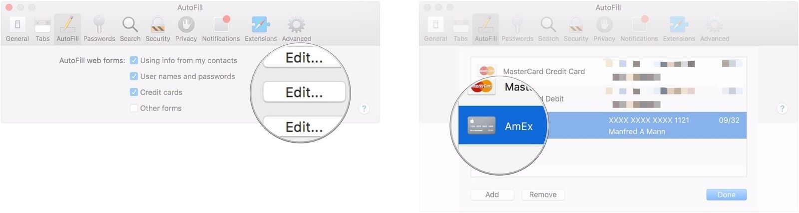 Нажмите Редактировать, нажмите на карту, намеченную для удаления.