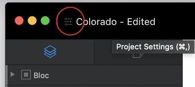 Где найти кнопку для настроек проекта.