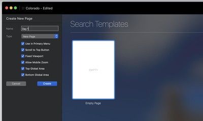 Экран шаблона страницы.