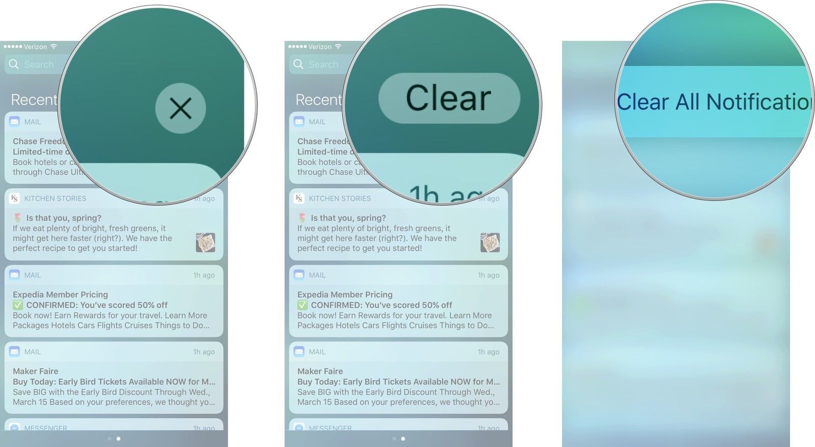 Нажмите X, затем нажмите &laquo;Очистить&raquo;. Нажмите Очистить все с 3D Touch