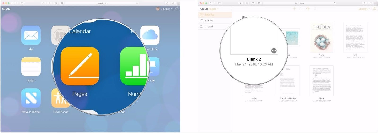 Нажмите на приложение iWork, откройте или создайте документ