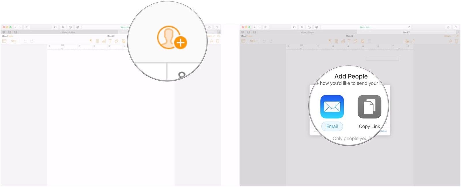 Нажмите значок обмена, нажмите Электронная почта или Скопировать ссылку