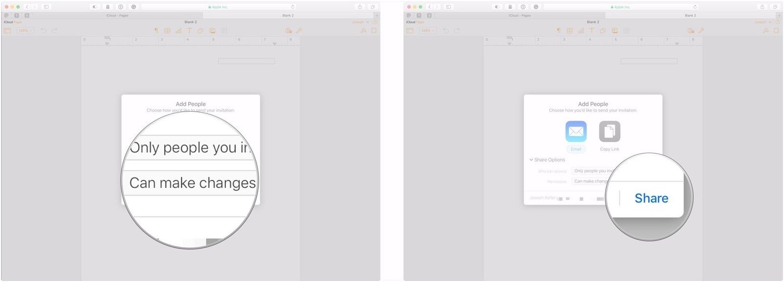 Используйте выпадающий, нажмите SHare