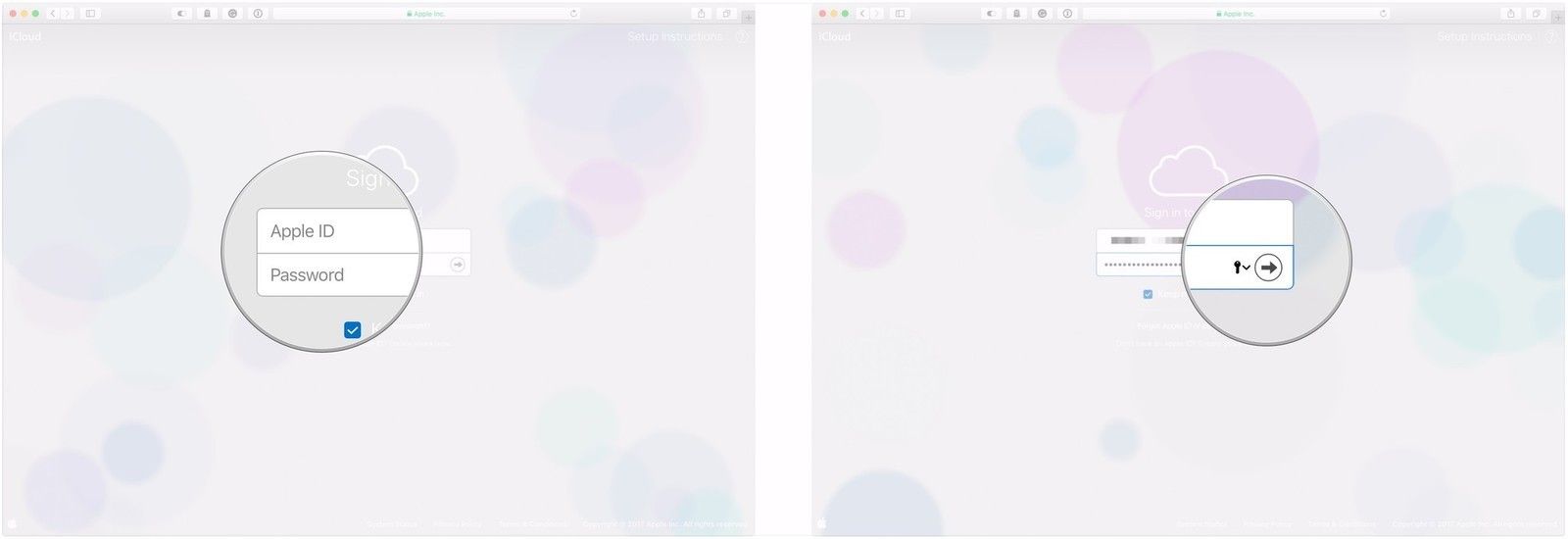 Введите адрес электронной почты и пароль, нажмите стрелку