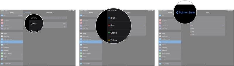 Нажмите Цвет, нажмите цвет, нажмите Стиль указателя