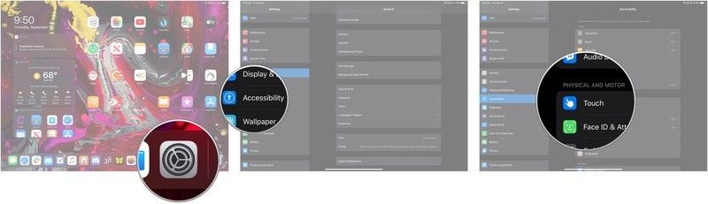 Откройте «Настройки», нажмите «Доступность», нажмите «Сенсорный».
