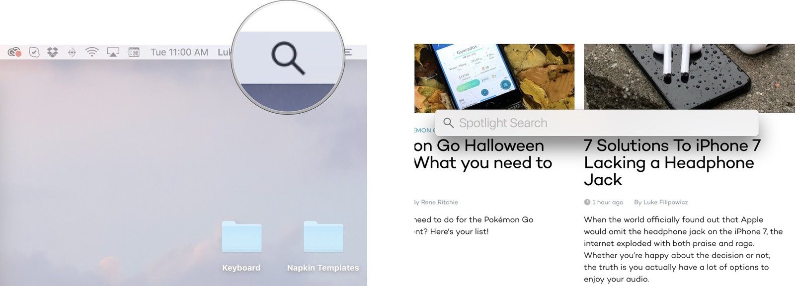 Нажмите на кнопку Spotlight или используйте сочетание клавиш Command-Space.