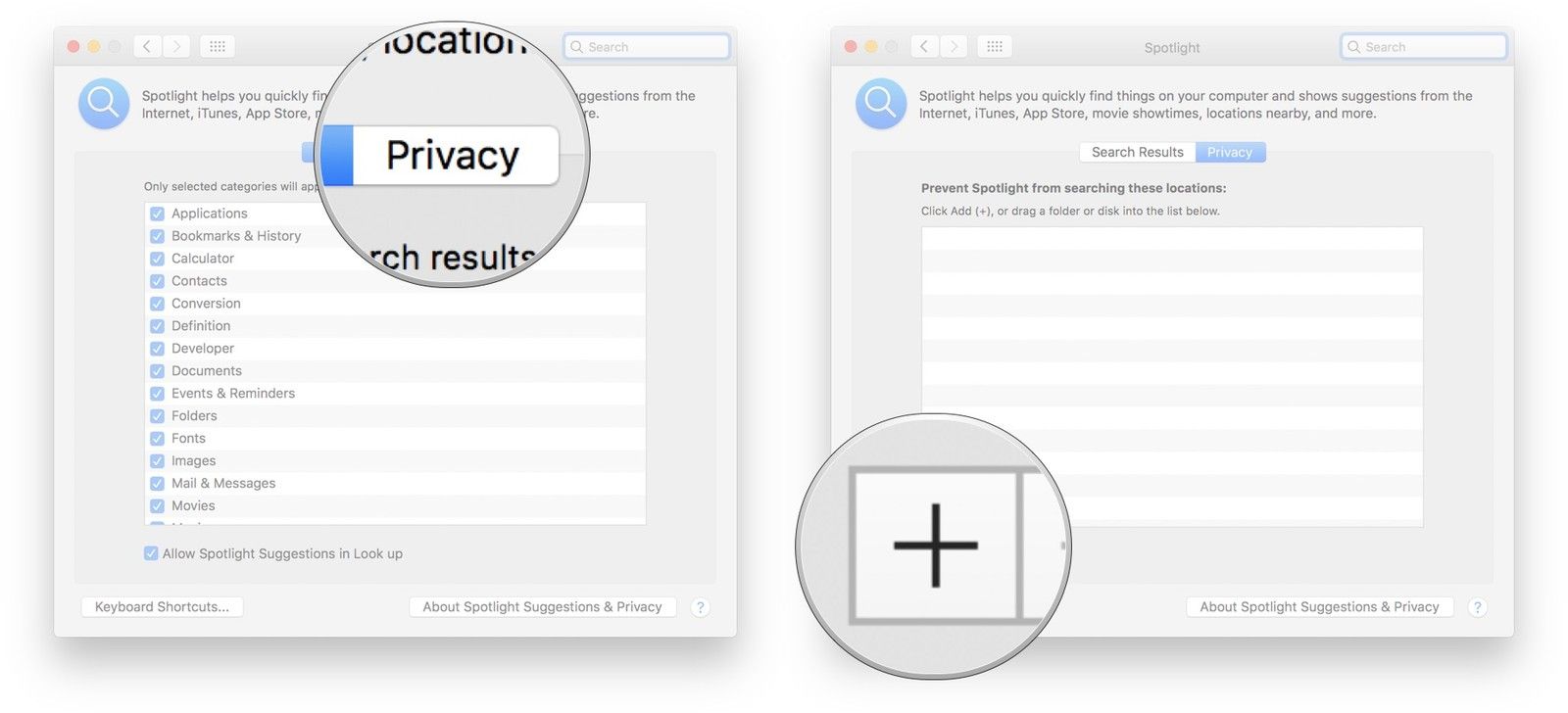 Нажмите на вкладку «Конфиденциальность», а затем нажмите кнопку «Добавить».