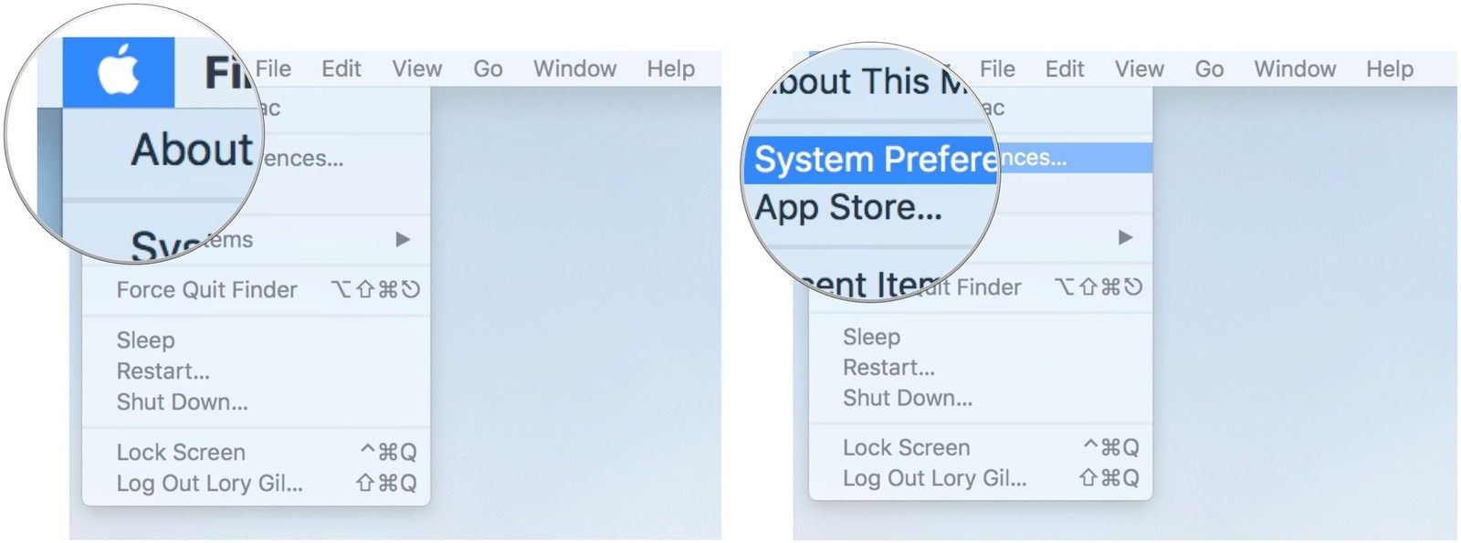 Нажмите на меню Apple, затем нажмите на Системные настройки