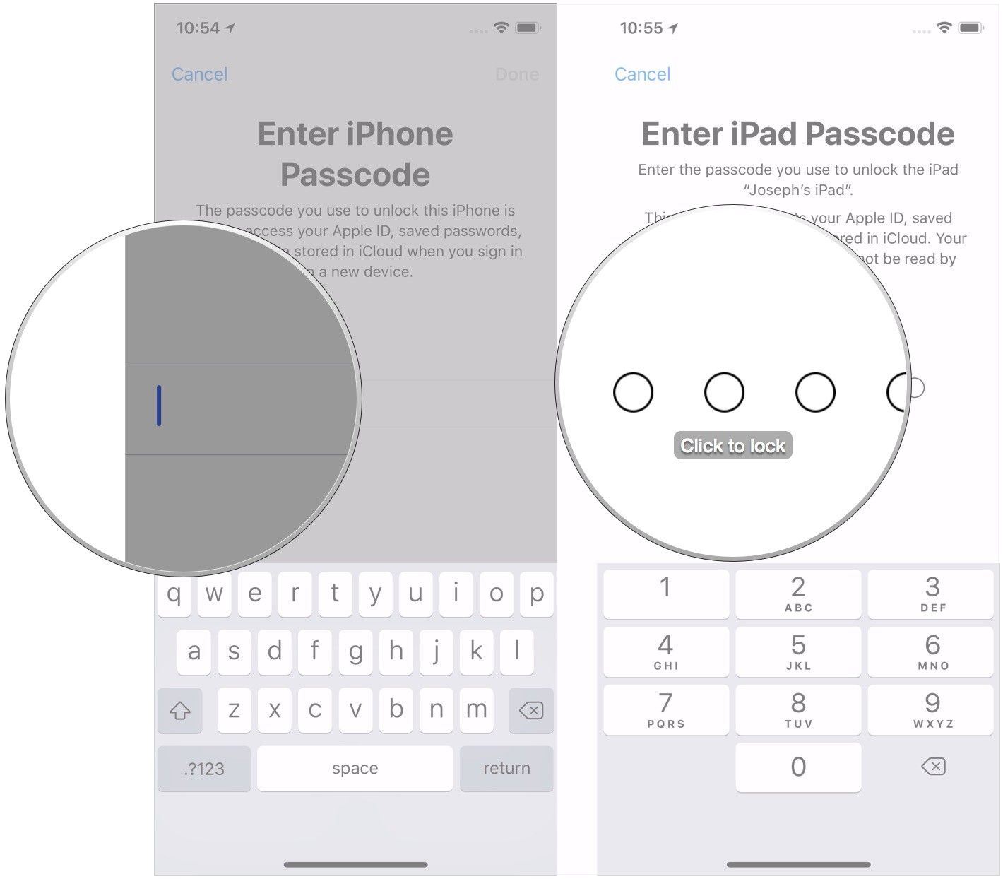 Введите код доступа устройства, введите код доступа другого устройства