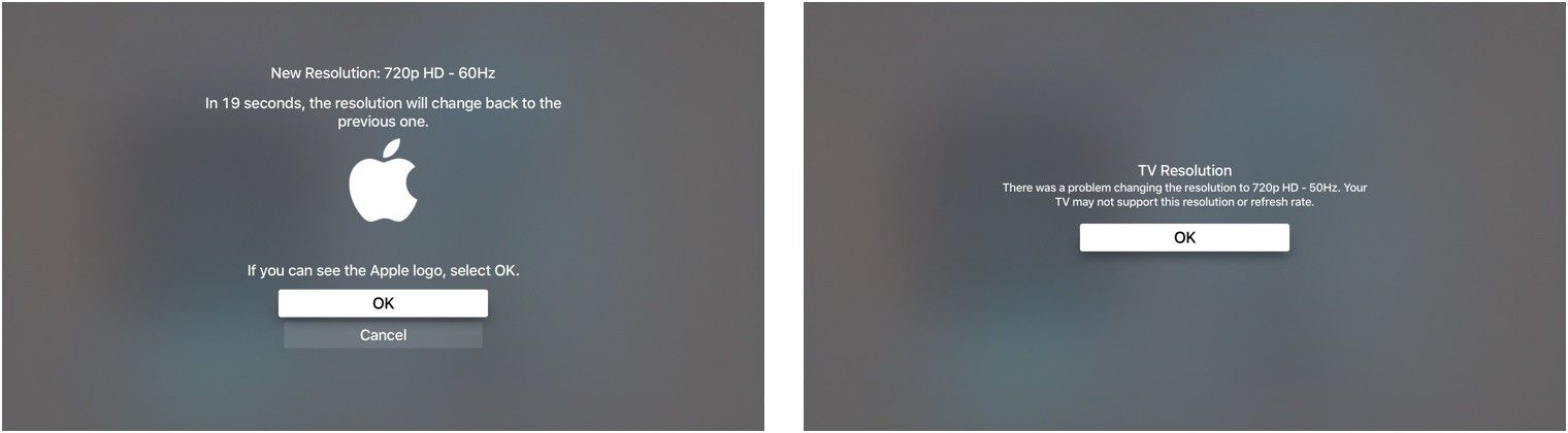 Неподдерживаемое разрешение экрана на Apple TV