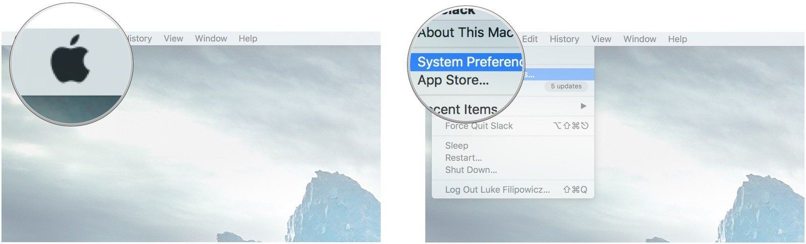 Нажмите на логотип Apple в левом верхнем углу экрана, а затем нажмите «Системные настройки».