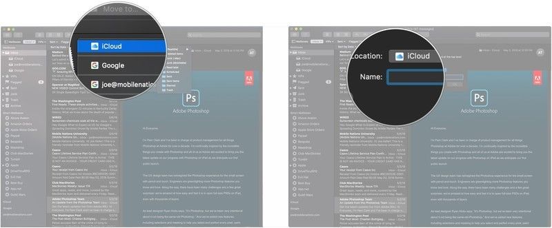Нажмите учетную запись электронной почты, имя Почтовый ящик