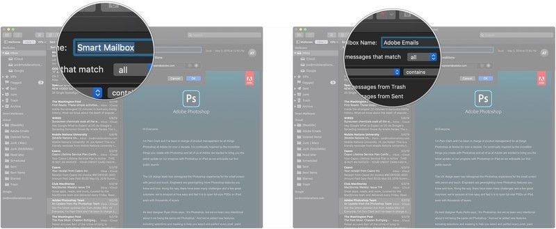 Назовите свой Smart Mailbox, нажмите раскрывающийся список