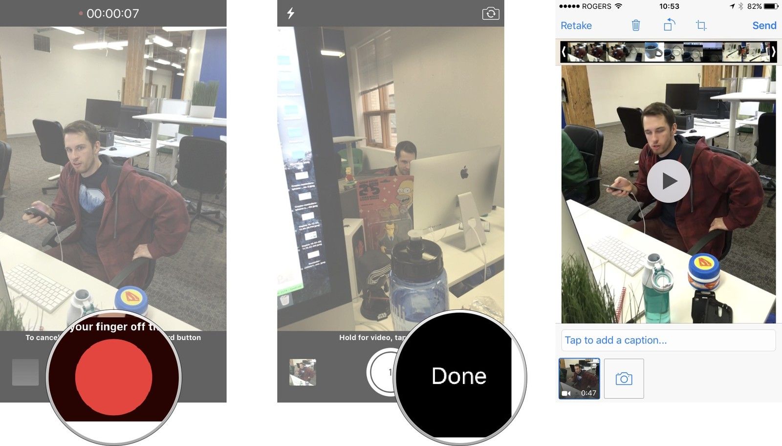 Отпустите кнопку спуска, чтобы остановить запись. Нажмите «Готово». Тогда вам нужны правки.