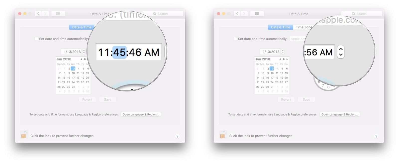 Выделите время, нажмите стрелки