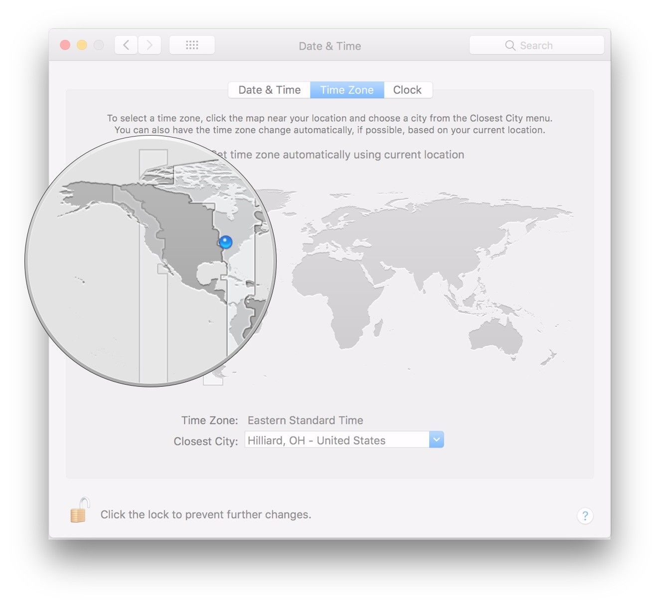 Выберите новый часовой пояс