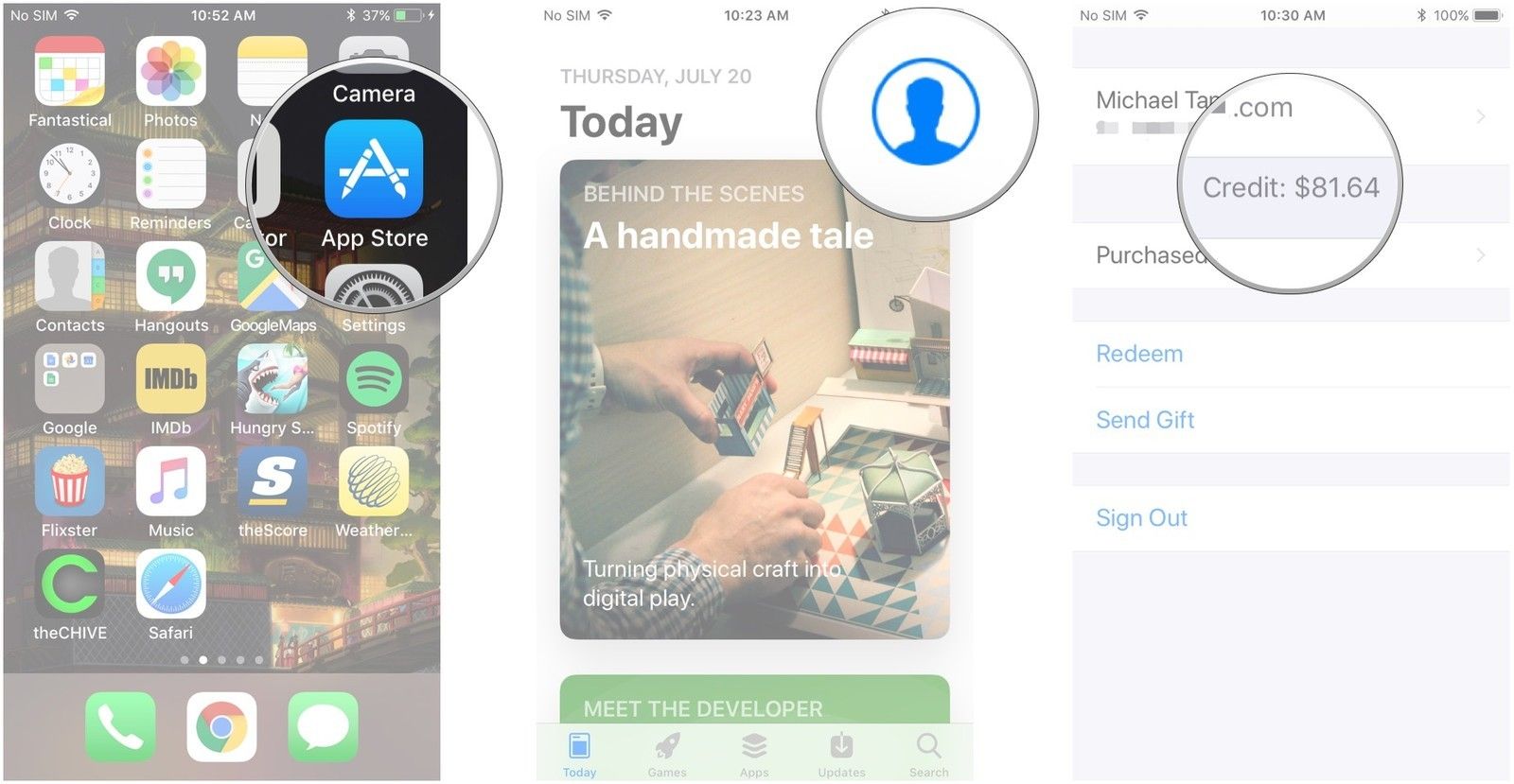 Запустите App Store, нажмите кнопку учетной записи