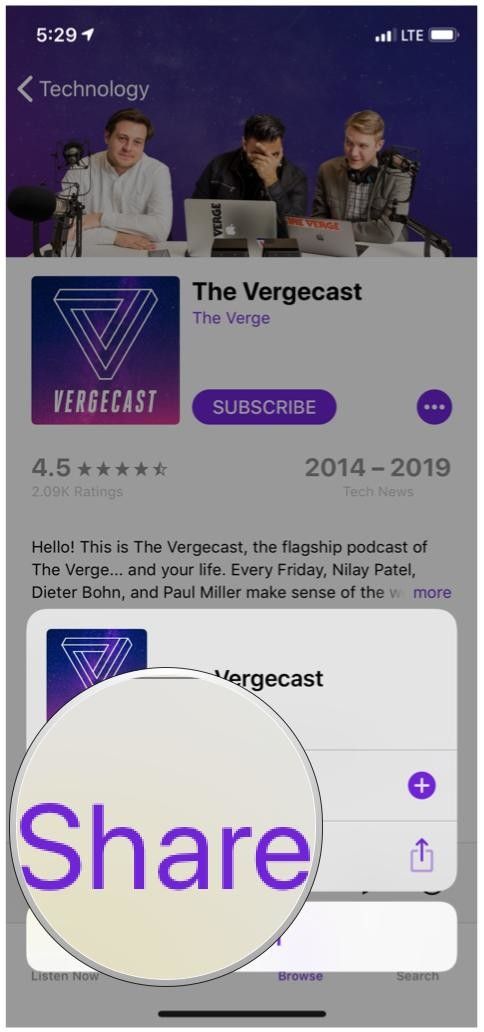 Apple Podcasts Show Просмотреть Поделиться Меню