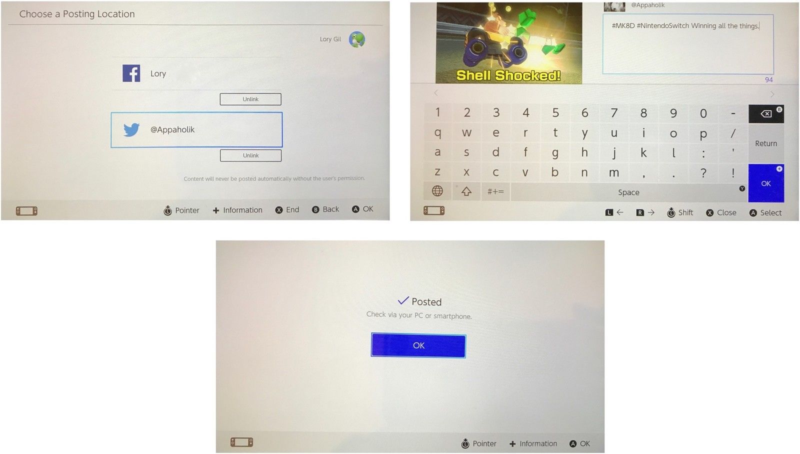 Выберите учетную запись в социальной сети, добавьте комментарий и нажмите ОК.