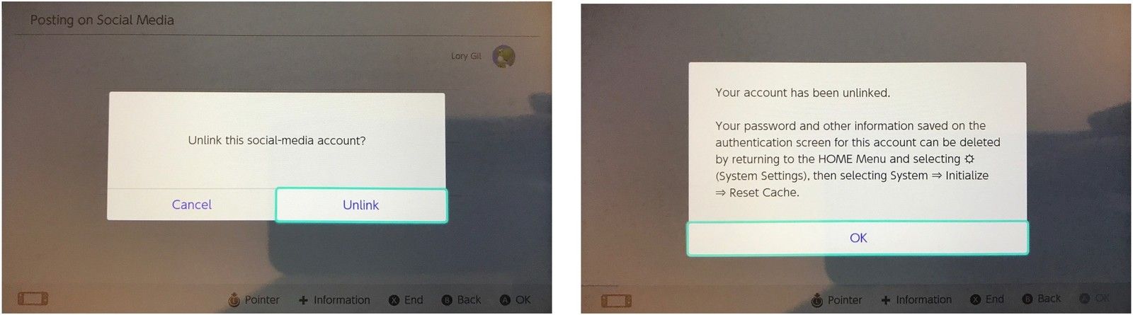 Выберите Unlink, затем выберите OK