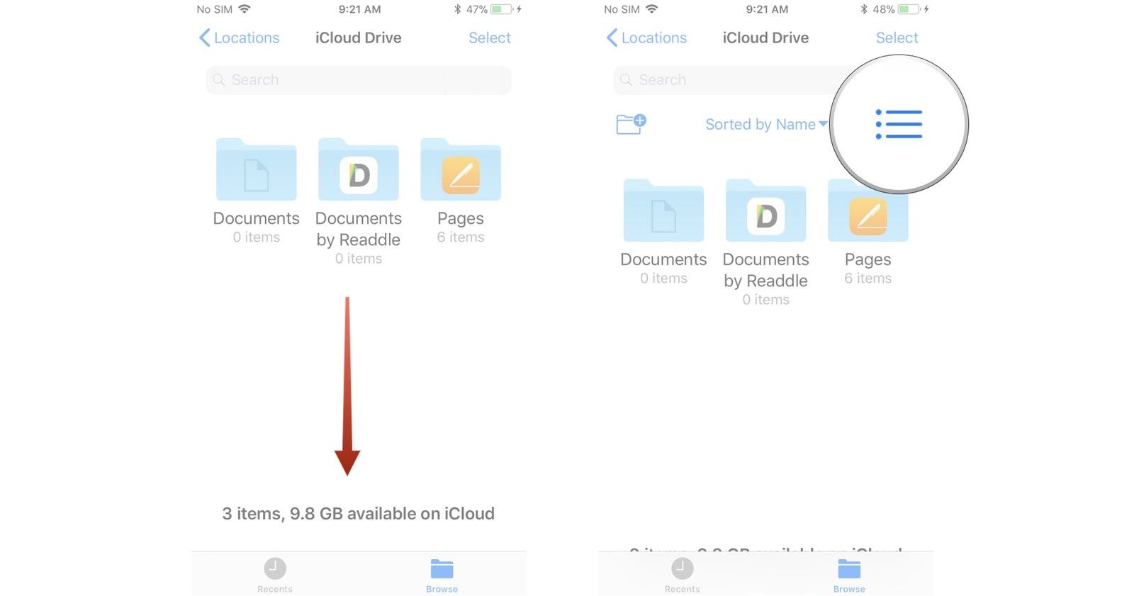 Проведите пальцем вниз от середины экрана, нажмите кнопку списка