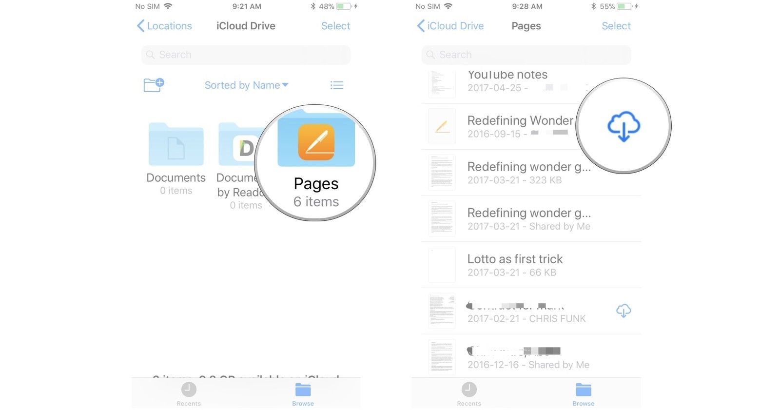Нажмите на папку, нажмите кнопку загрузки рядом с файлом