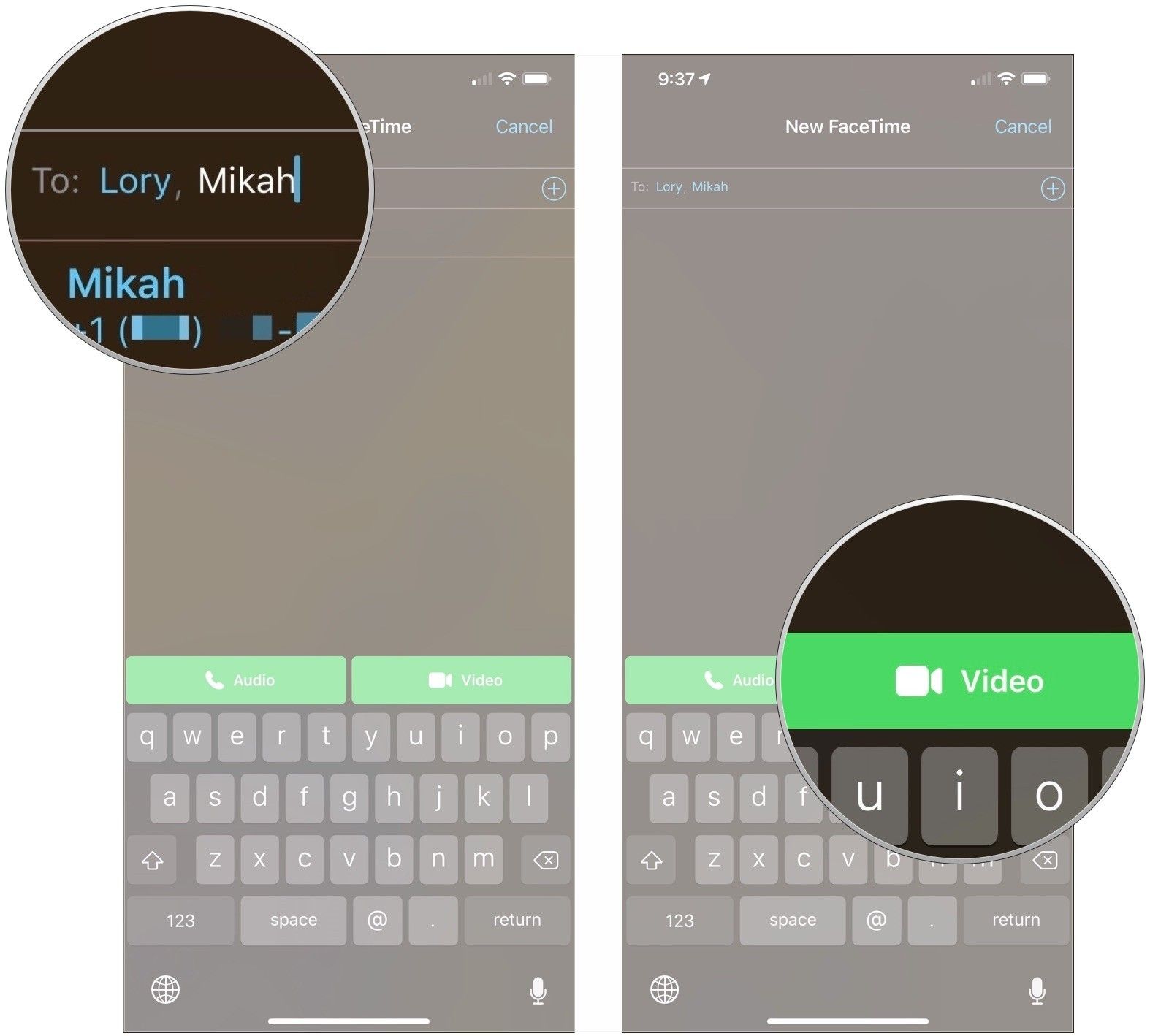 Добавить другие контакты, нажмите «Видео» или «Аудио»