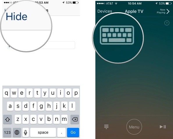 Клавиатура в приложении Remote