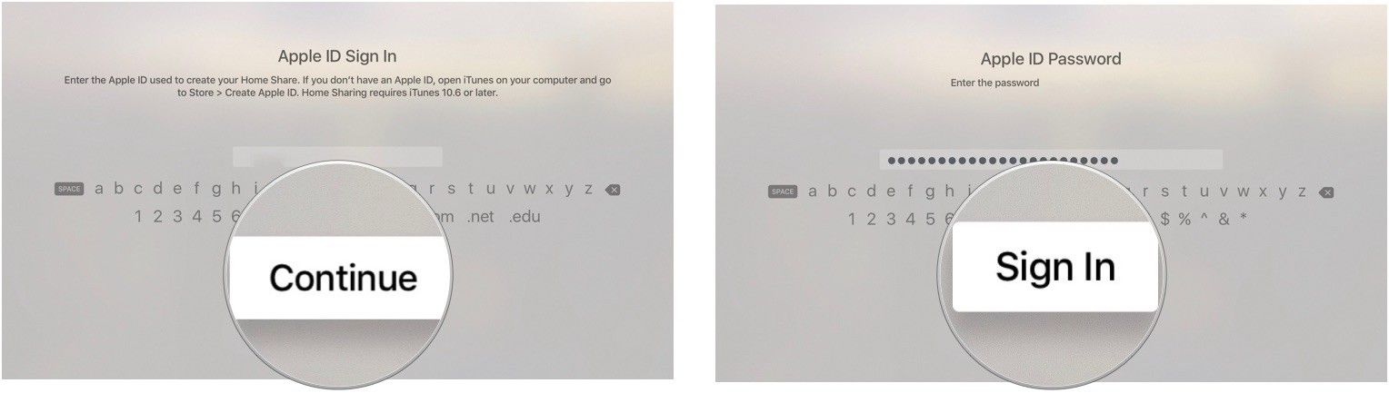 Вход в общий доступ на Apple TV