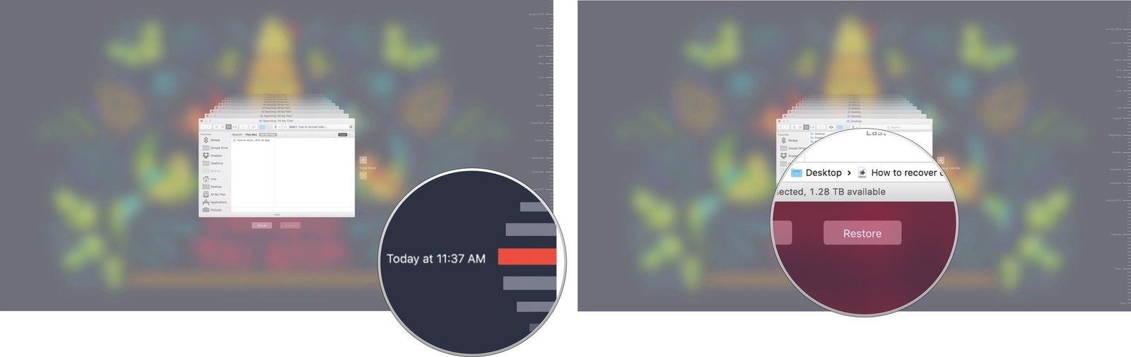 Выберите более старую версию, затем нажмите Восстановить