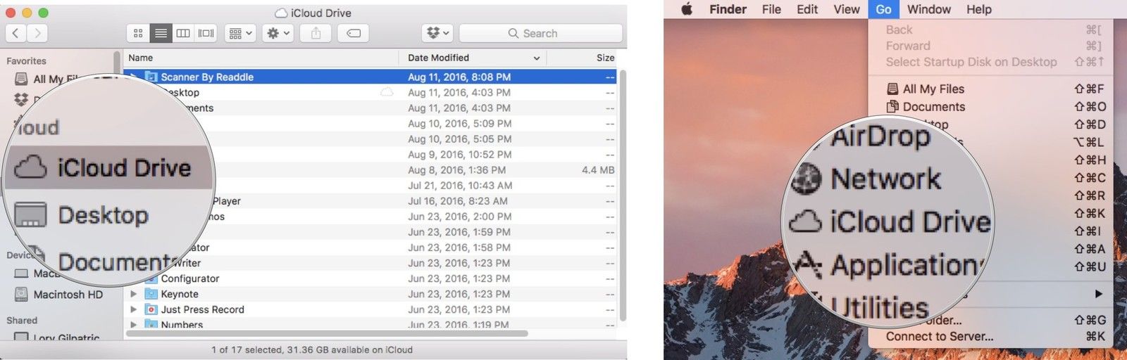 iCloud Drive в Finder на Mac
