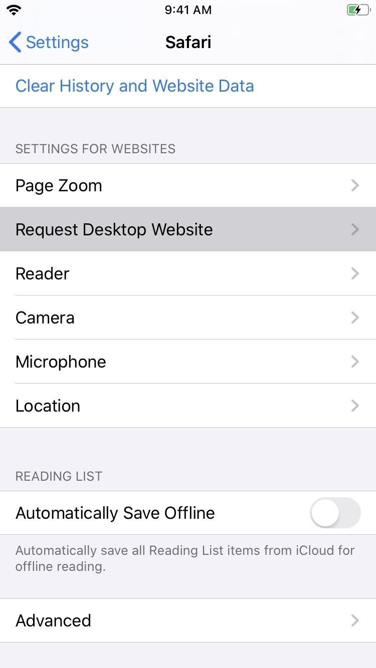 Как заставить Safari использовать представление рабочего стола по умолчанию для определенных сайтов в iOS 13