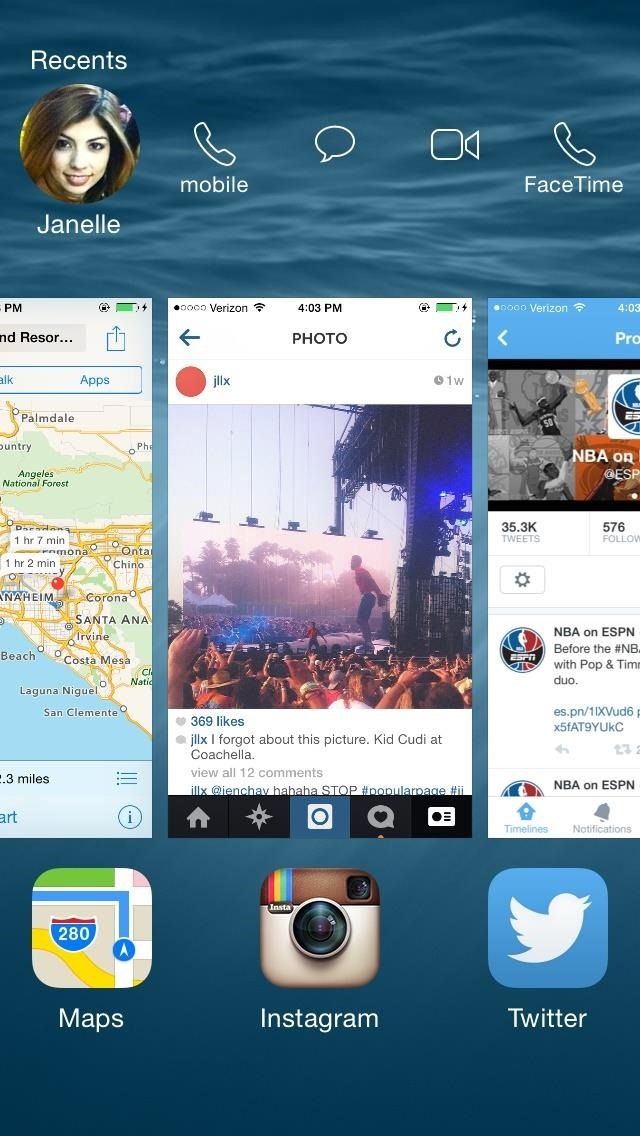 Дважды нажмите кнопку «Домой», чтобы быстрее получить доступ к недавним контактам в iOS 8