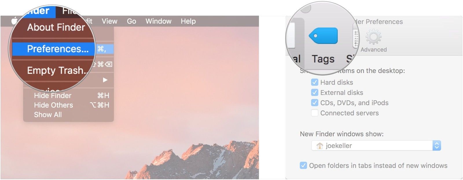 Откройте Настройки, нажмите Теги