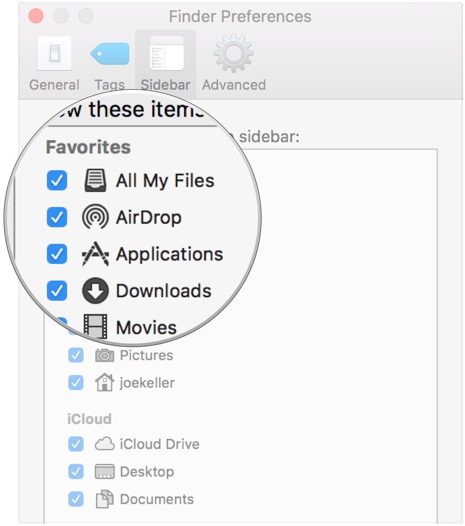 where to find finder preferences on mac 2019