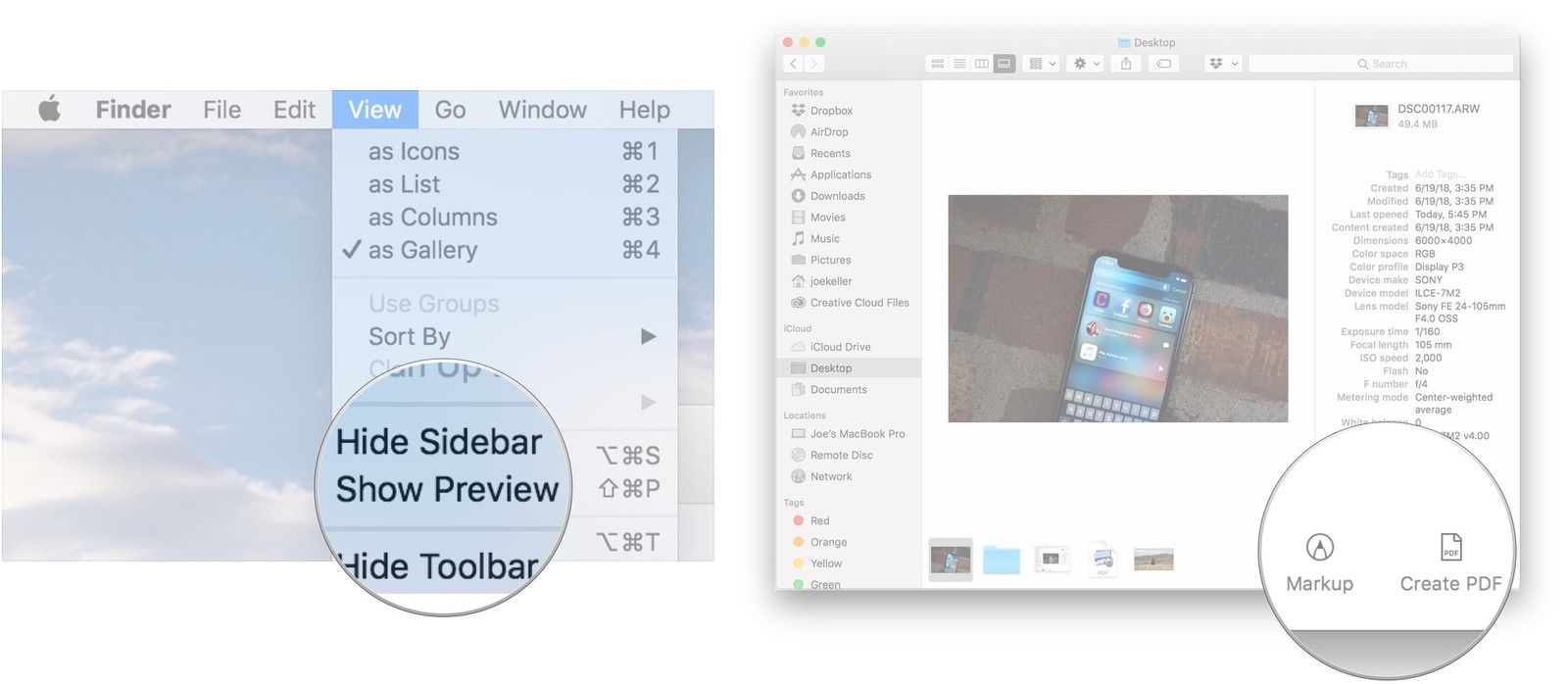 Нажмите Показать предварительный просмотр, выберите действие