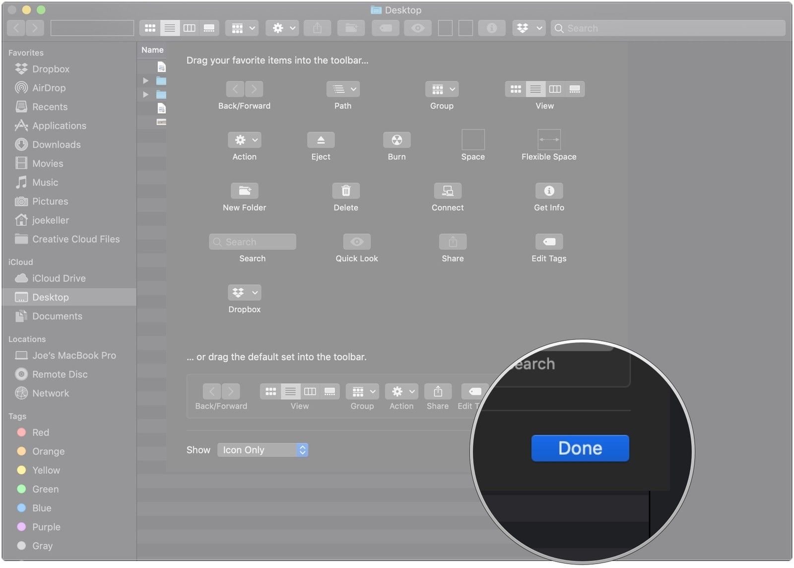 Нажмите Готово