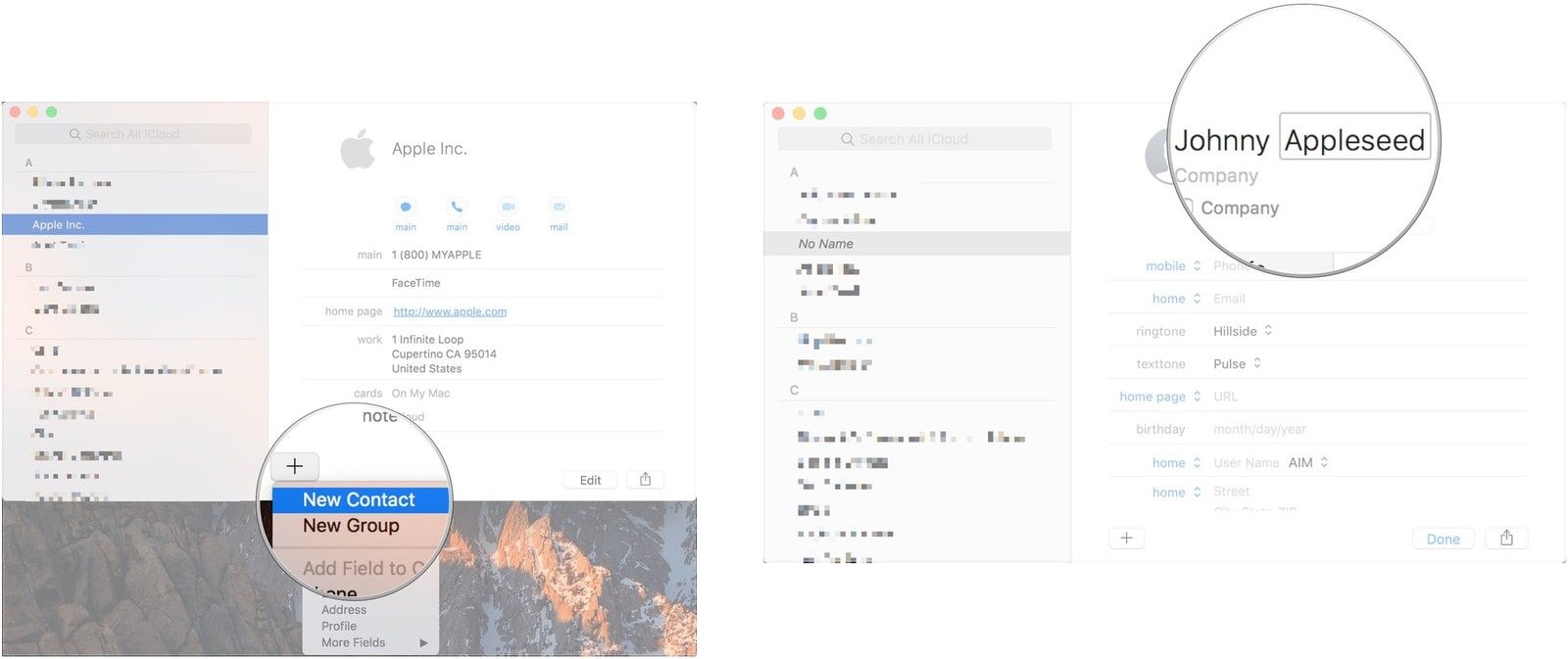 Нажмите Новый контакт, введите контакт's name