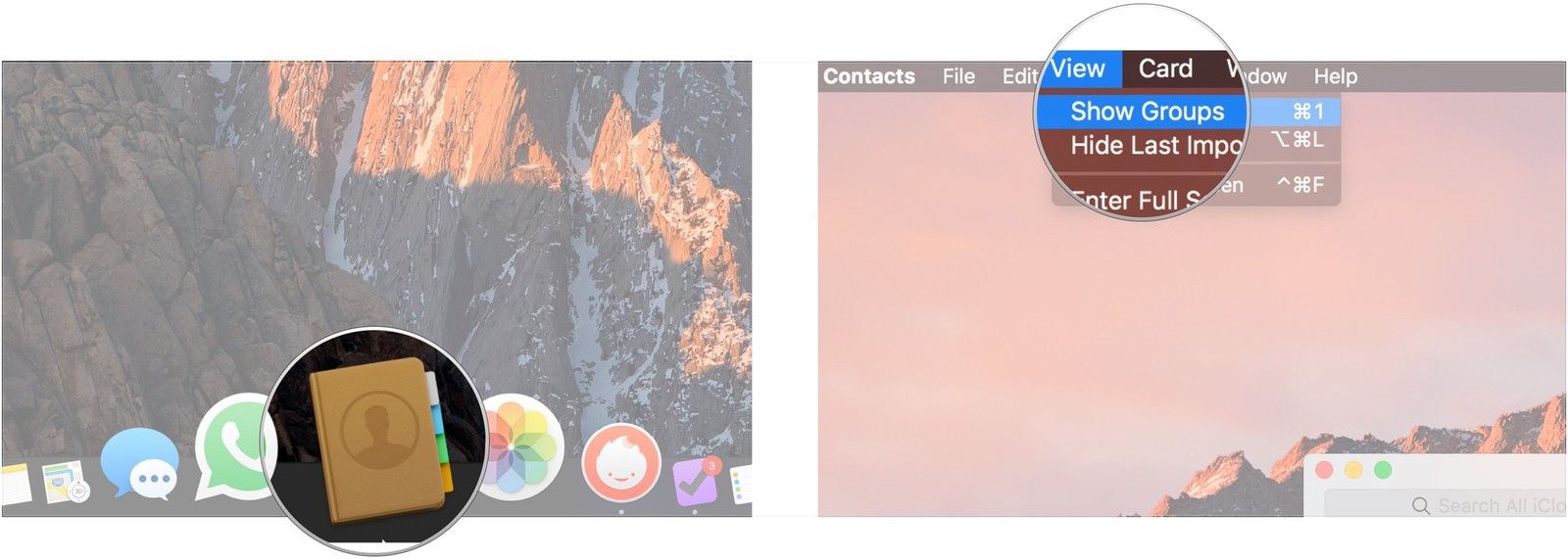 Откройте Контакты, нажмите &laquo;Просмотр&raquo;, затем &laquo;Показать группы&raquo;.