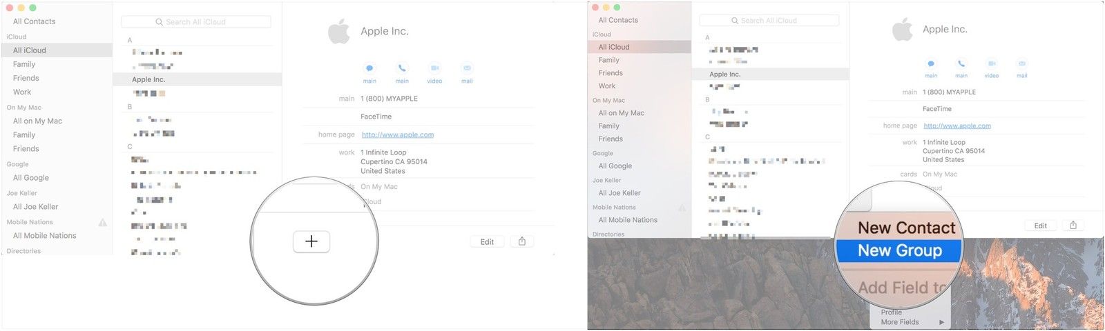 Нажмите +, нажмите Новая группа