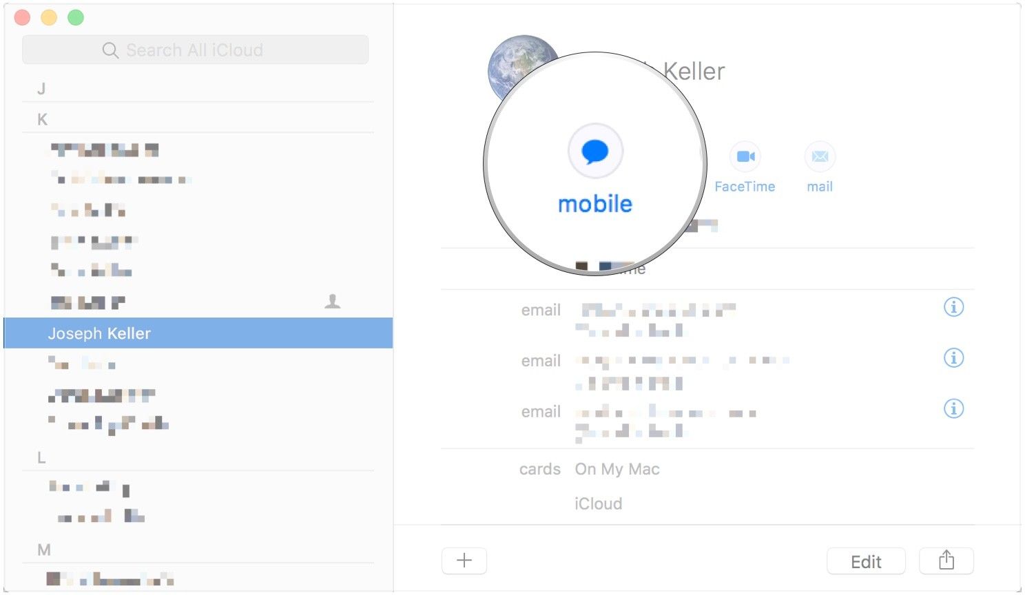 Нажмите на кнопку метода контакта
