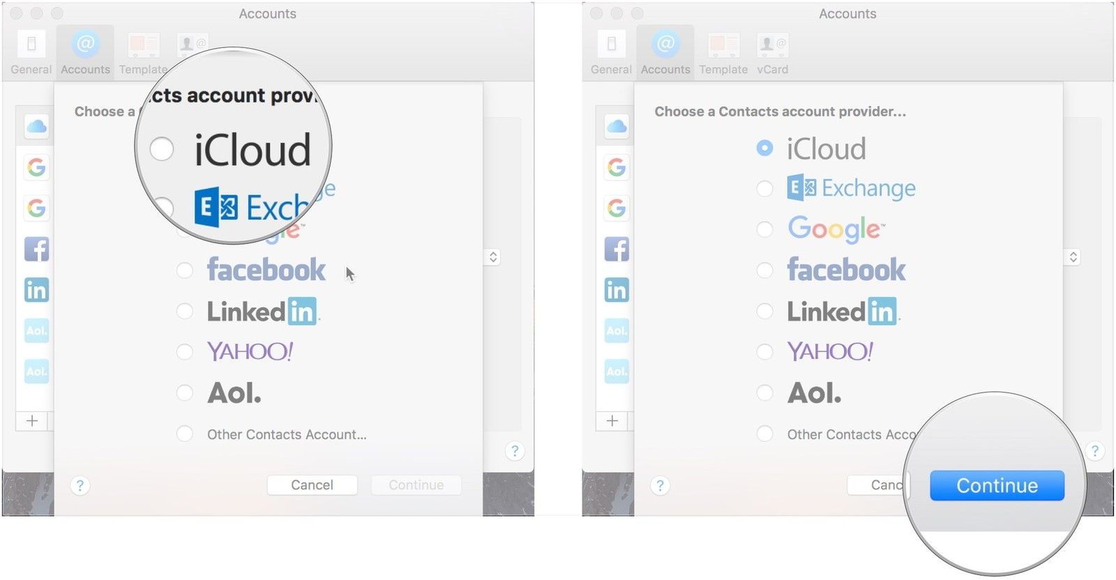 Нажмите тип учетной записи, нажмите Продолжить