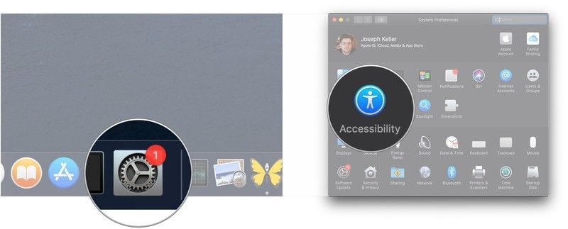 Откройте Системные настройки, нажмите Доступность